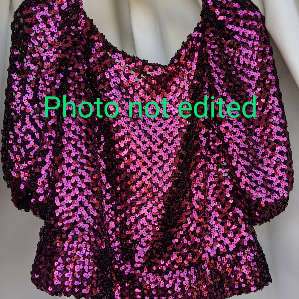 EUC💜Vintage💜PARTIQUE of NY Fuchsia Sequin Top